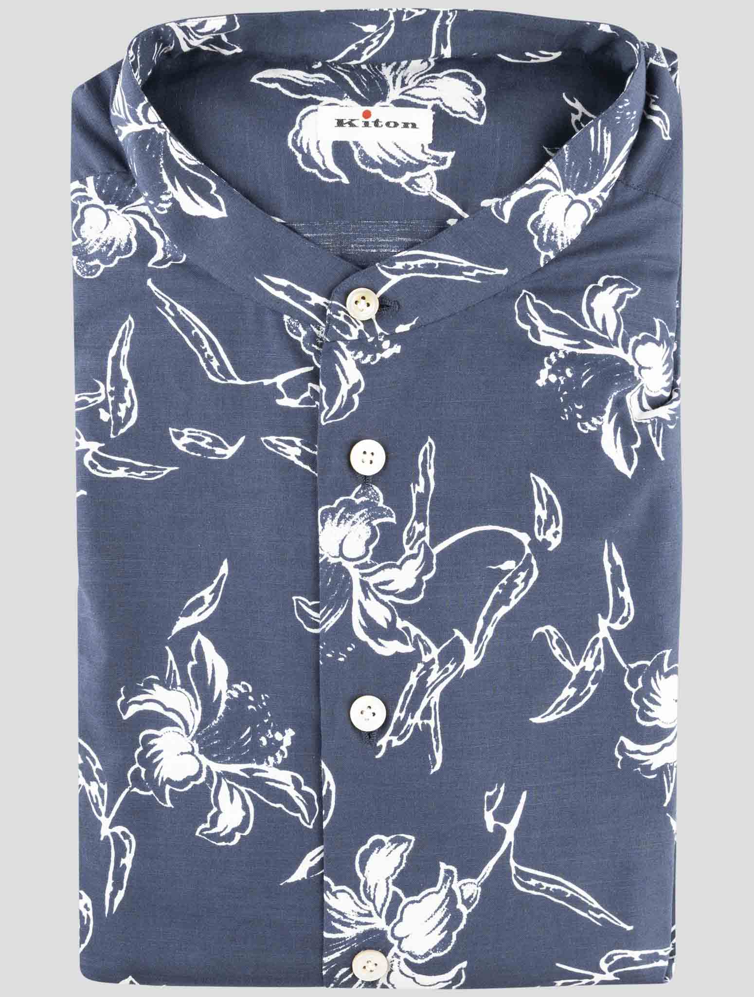 Kiton Blue Cotton Shirt