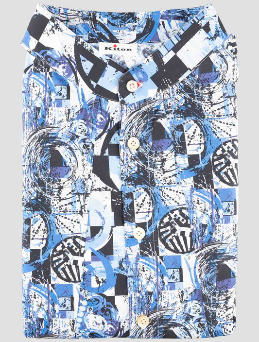 Kiton Blue Cotton Shirt