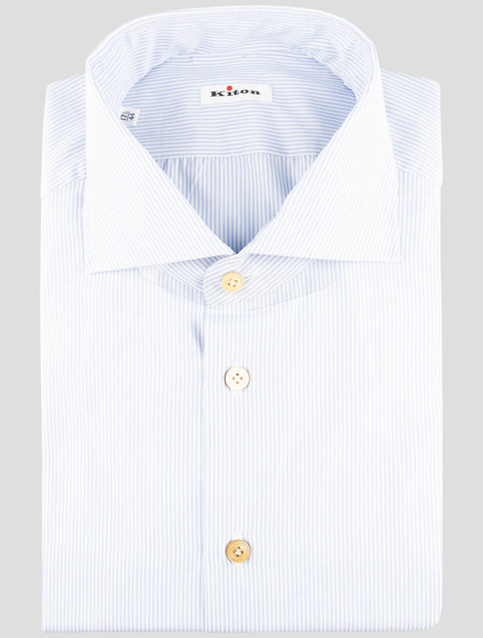 Kiton Light Blue White Cotton Shirt