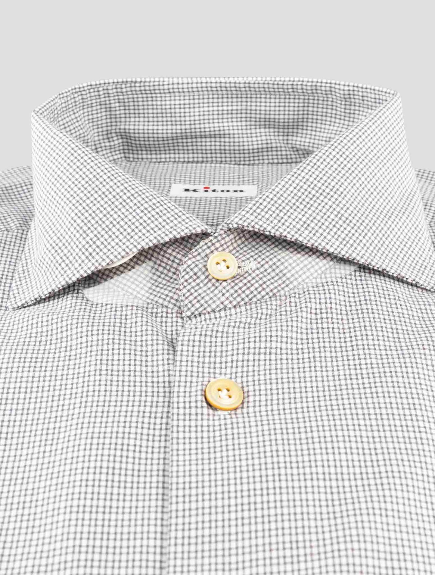 Kiton White Gray Cotton Shirt