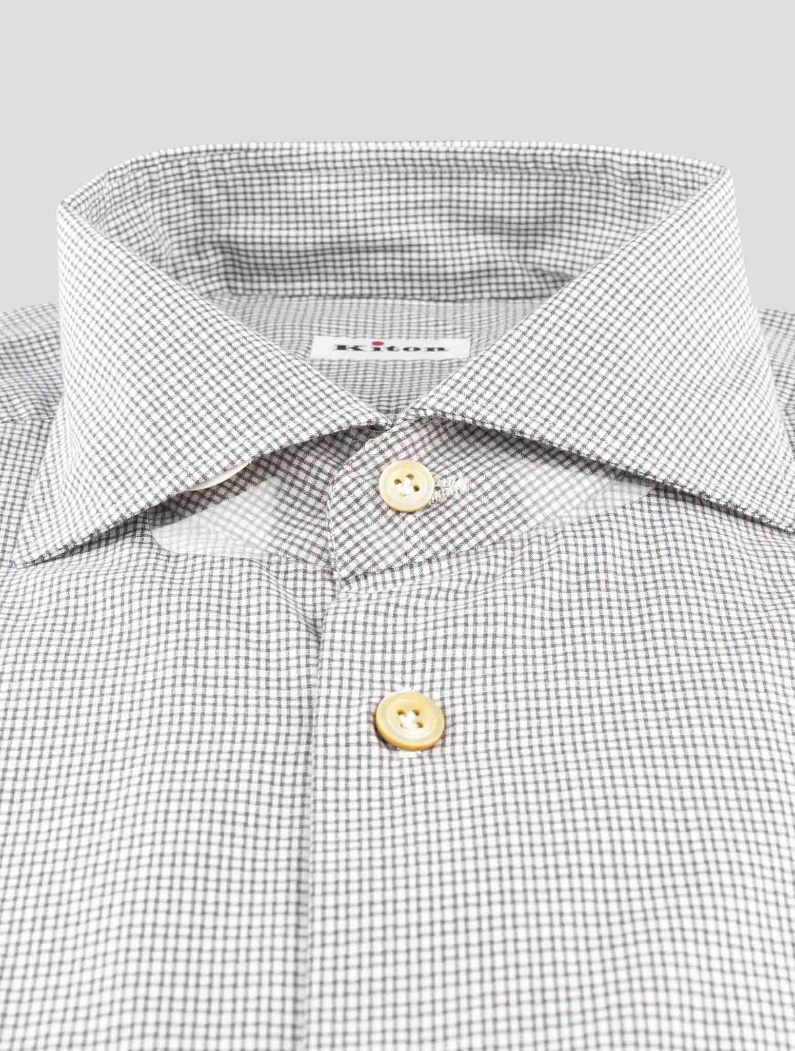 Kiton White Gray Cotton Shirt