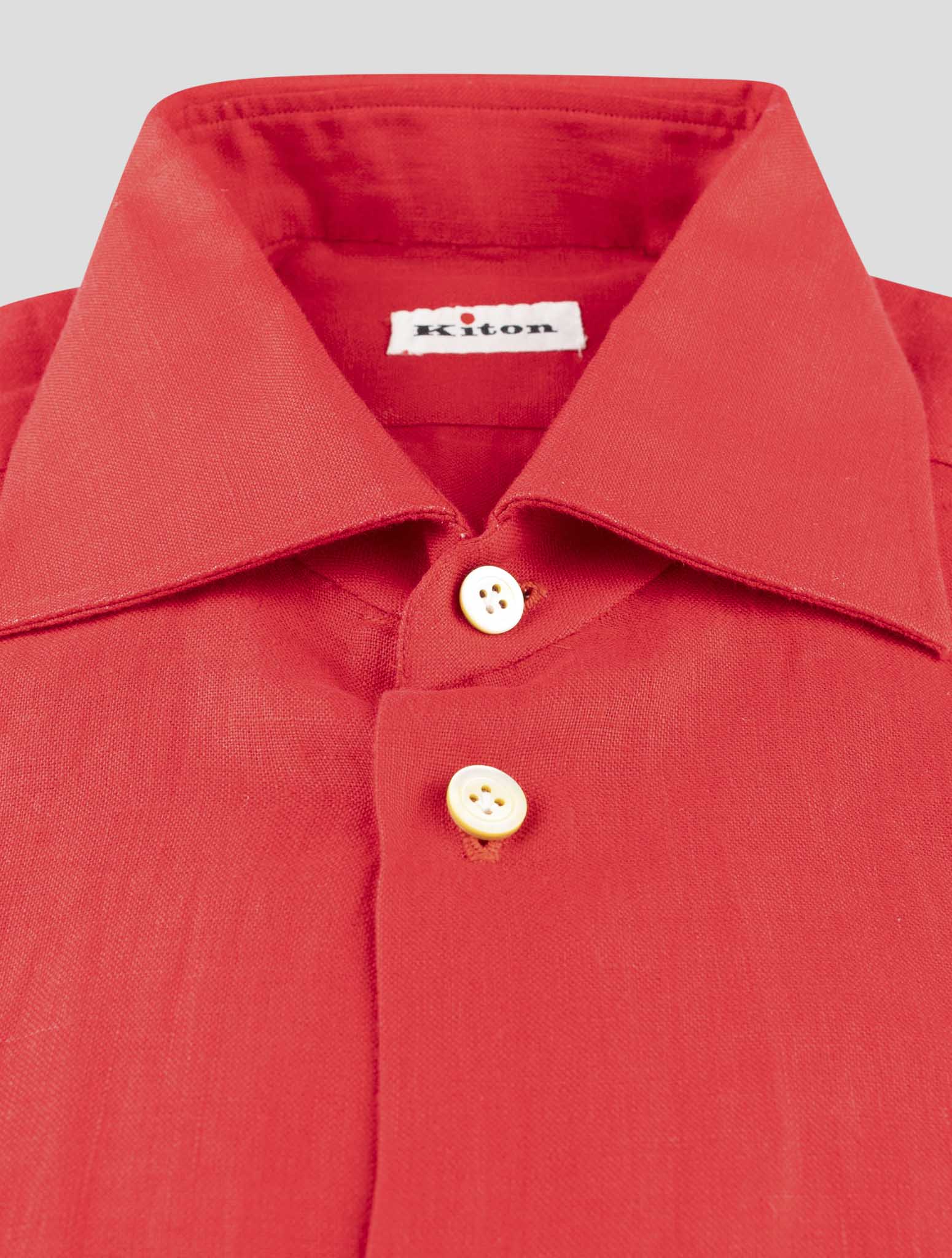 Kiton Red Linen Shirt