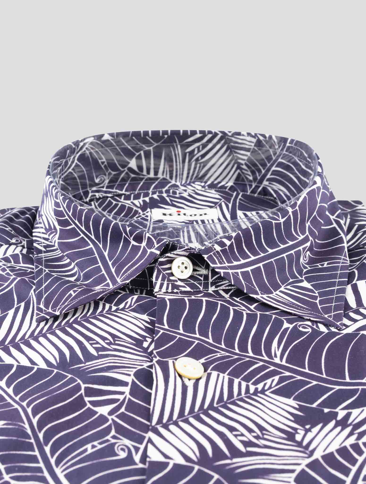 Kiton Blue White Cotton Shirt