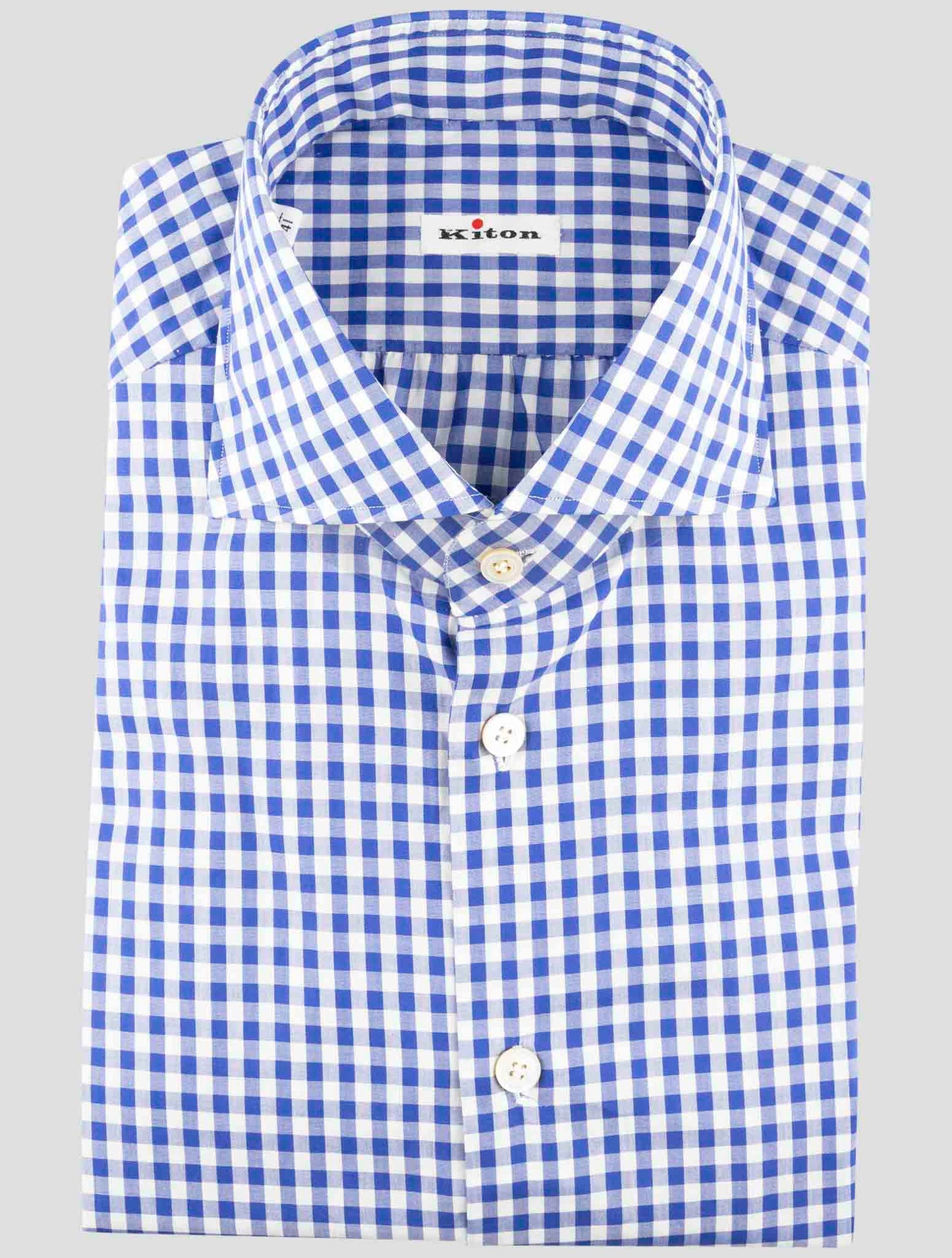Kiton Blue White Cotton Shirt