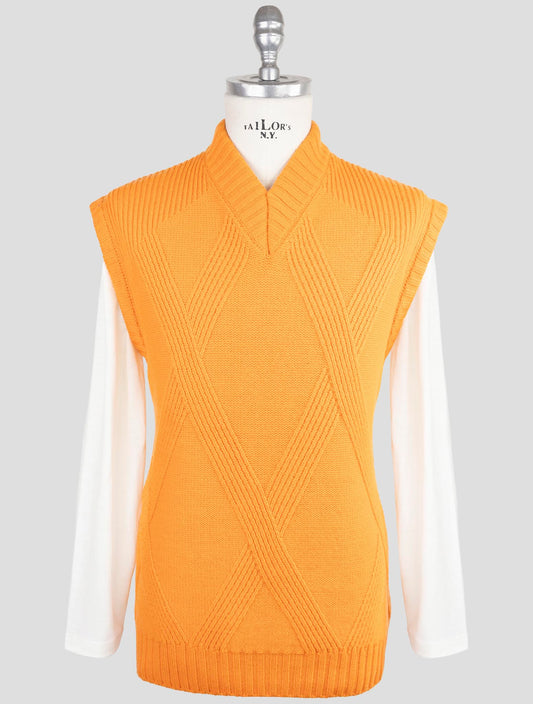 Kiton Knt Orange Virgin Wool Sweater Gilet