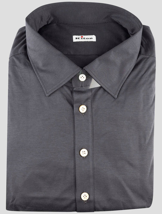 Kiton Gray Cotton Sweater Polo