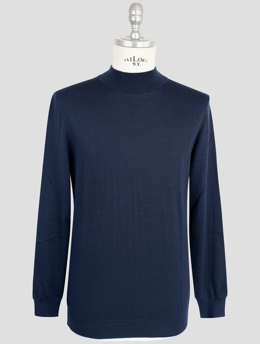 Kiton Blue Cashmere Silk Sweater Half Neck