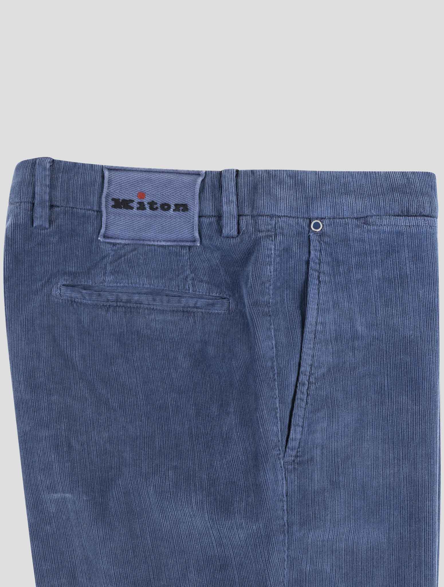 Kiton Blue Cotton Ea Velvet Pants