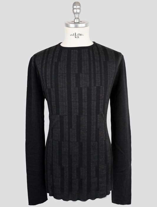 Kiton Knt Dark Gray Wool Cashmere Sweater Crewneck