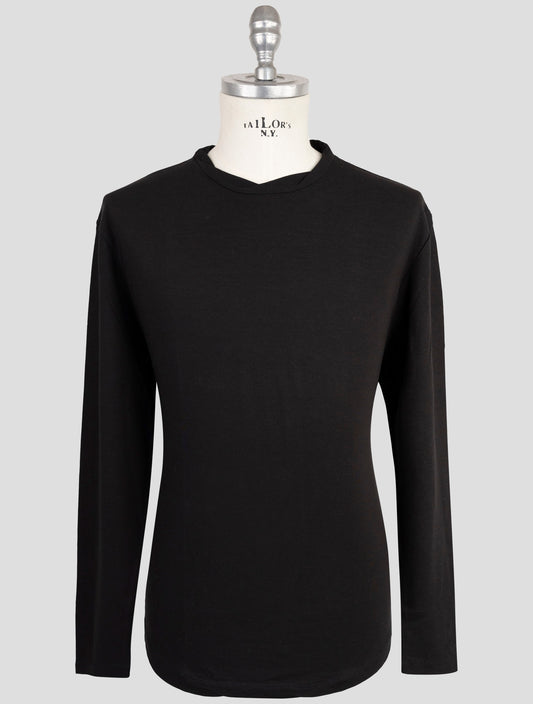 Kiton Knt Black Cotton Sweater Crewneck