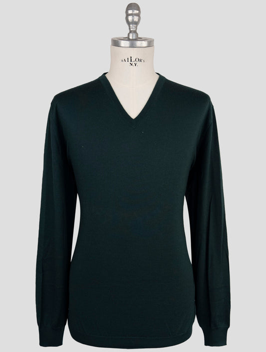 Kiton Green Cashmere Silk Sweater V-Neck