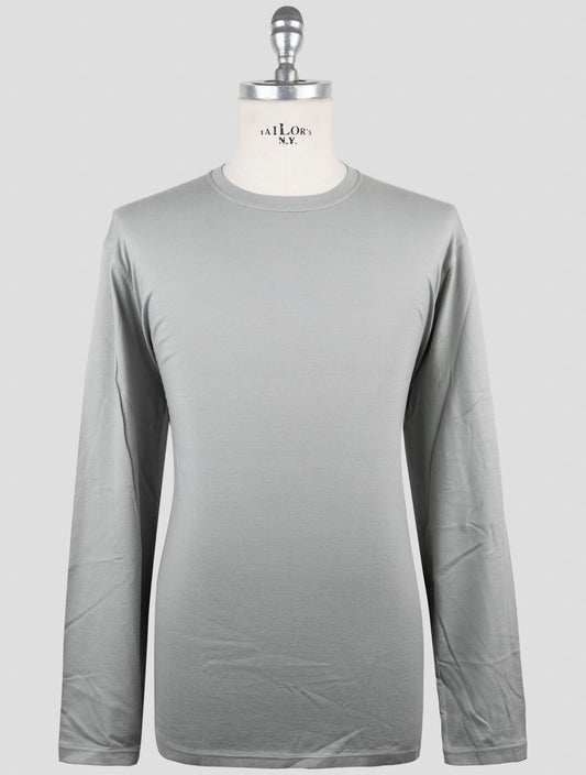 Kiton Gray Cotton Cashmere T-Shirt Long Sleeve