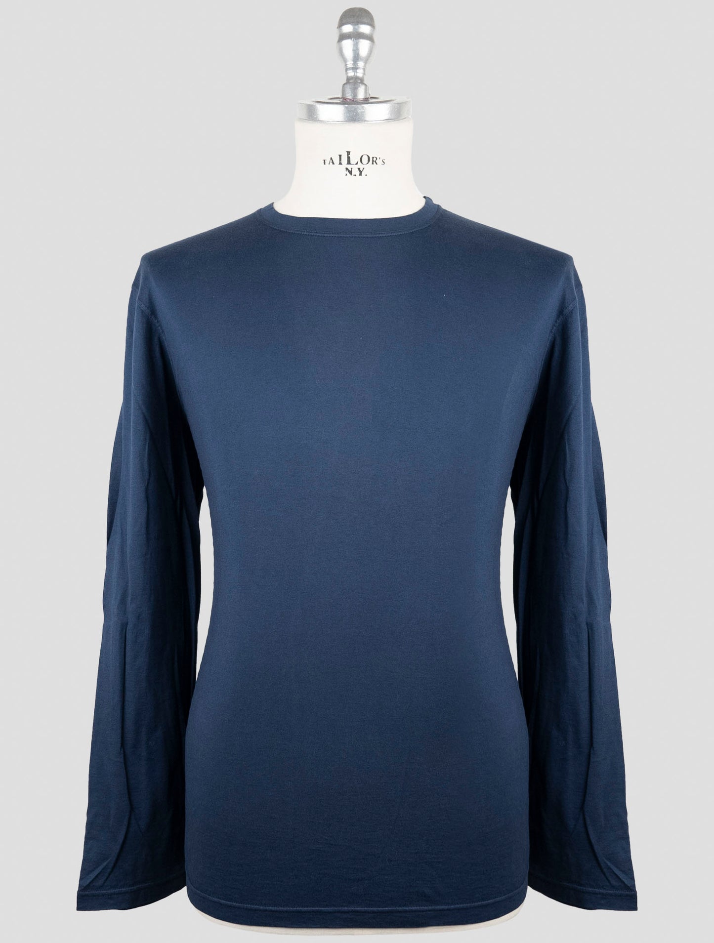 Kiton Blue Cotton Cashmere Sweater Crewneck