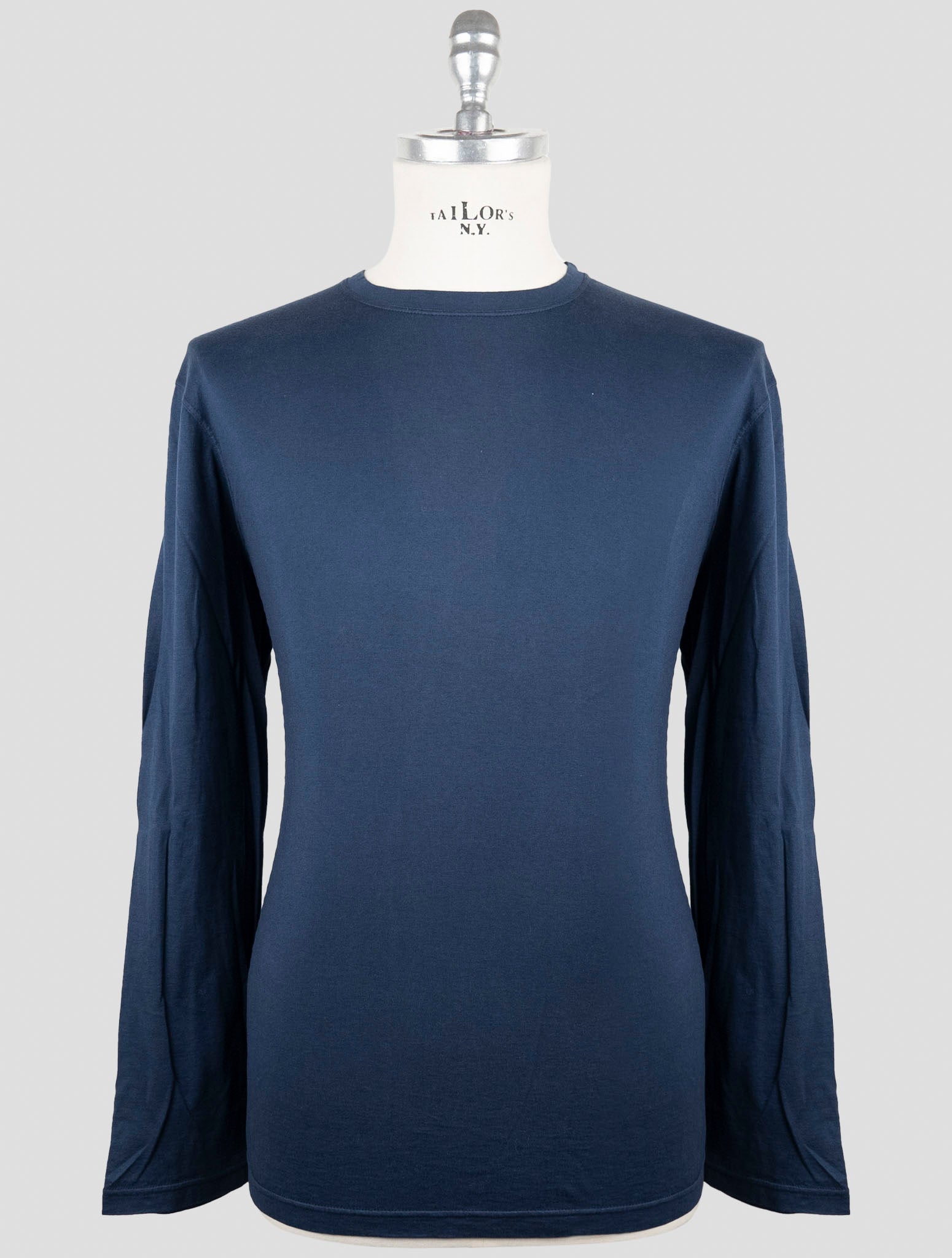 Kiton Blue Cotton Cashmere Sweater Crewneck
