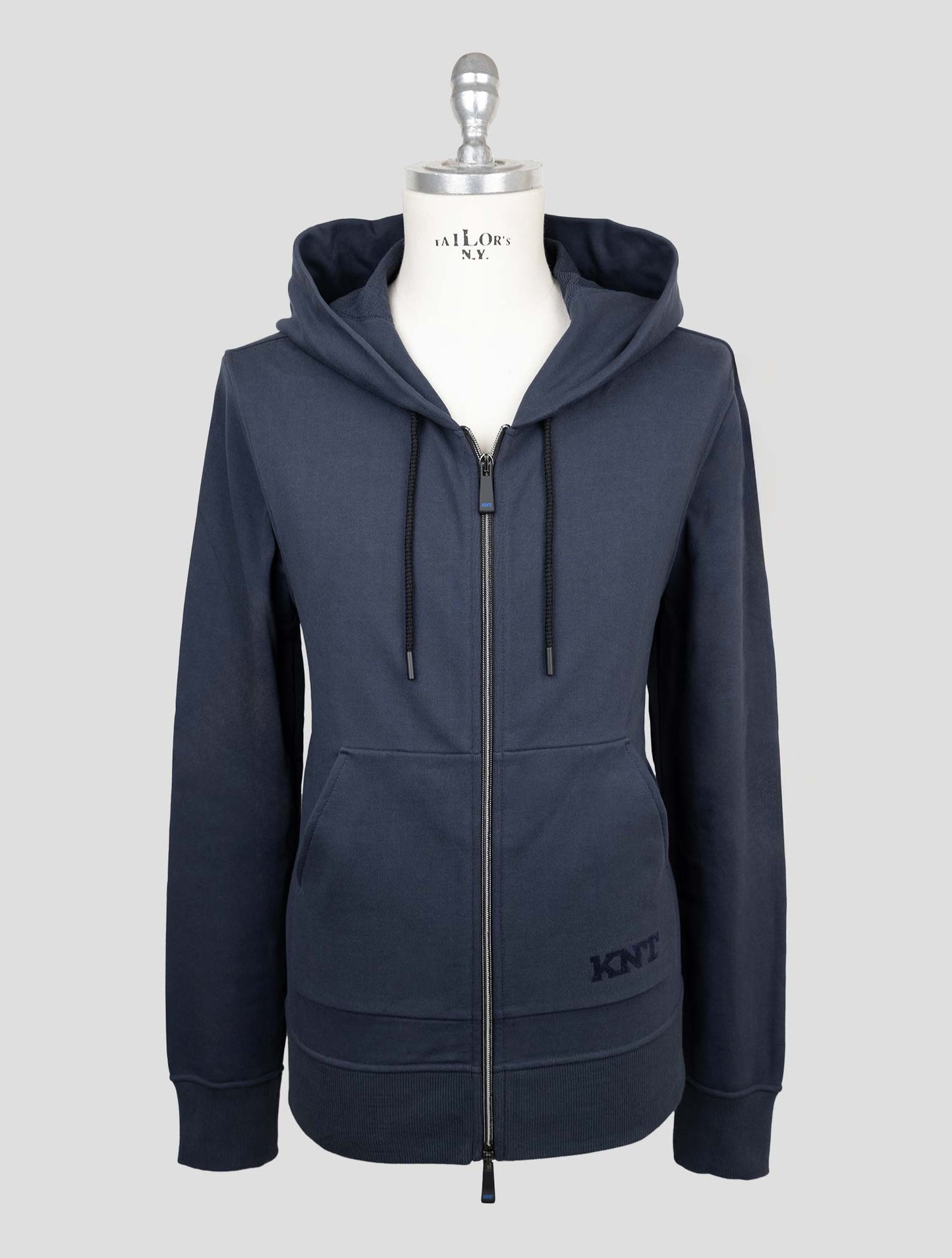 Kiton Knt Blue Cotton Sweater Full Zip
