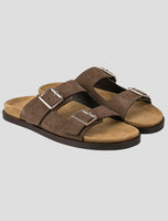 Kiton Brown Leather Suede  Sandals