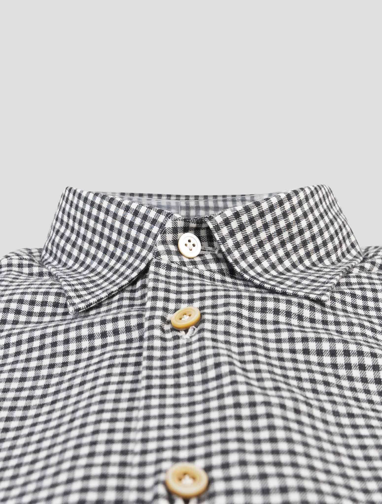 Kiton White Gray Cotton Shirt