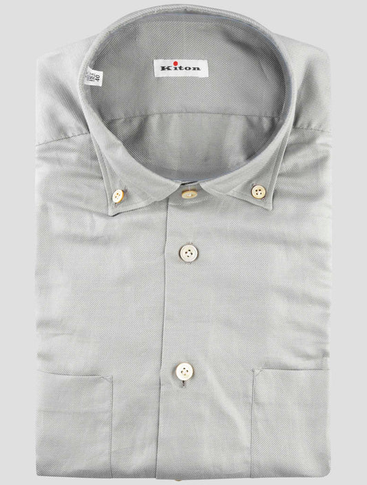 Kiton Gray Cotton Linen Shirt