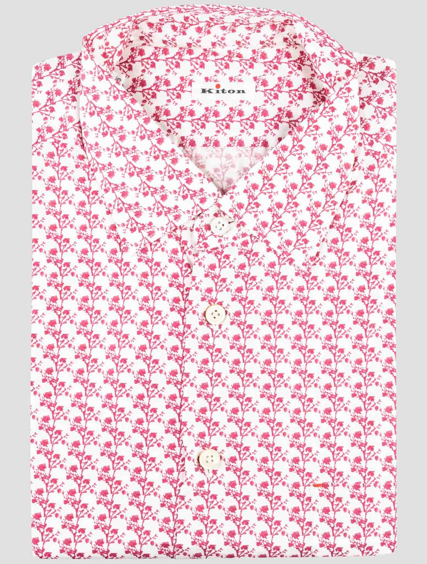 Kiton Red White Cotton Shirt