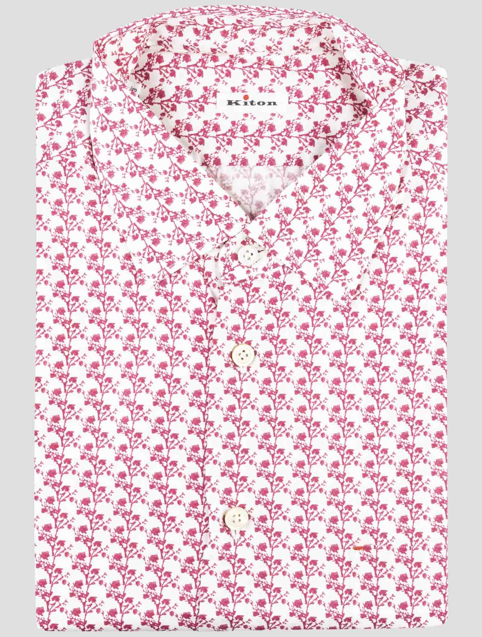 Kiton Red White Cotton Shirt