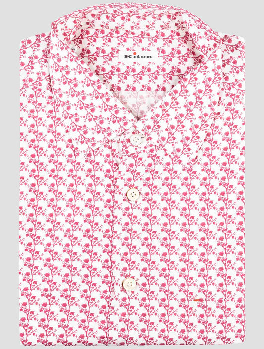 Kiton Red White Cotton Shirt