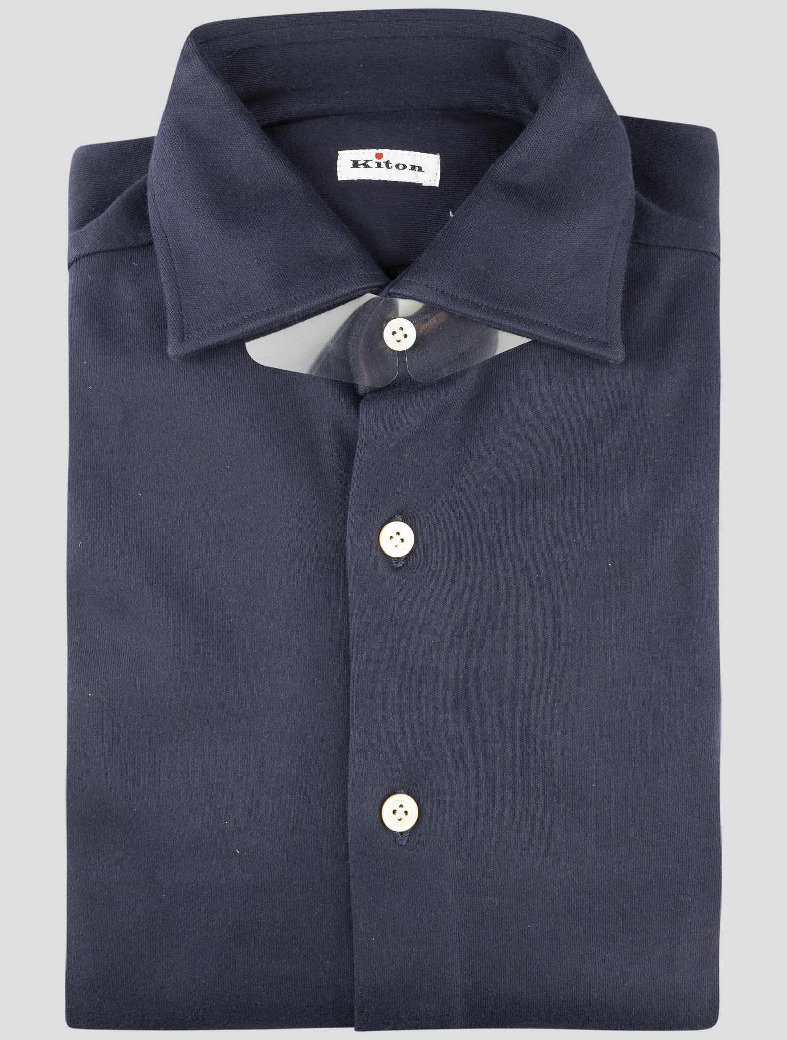 Kiton Blue Cotton Shirt