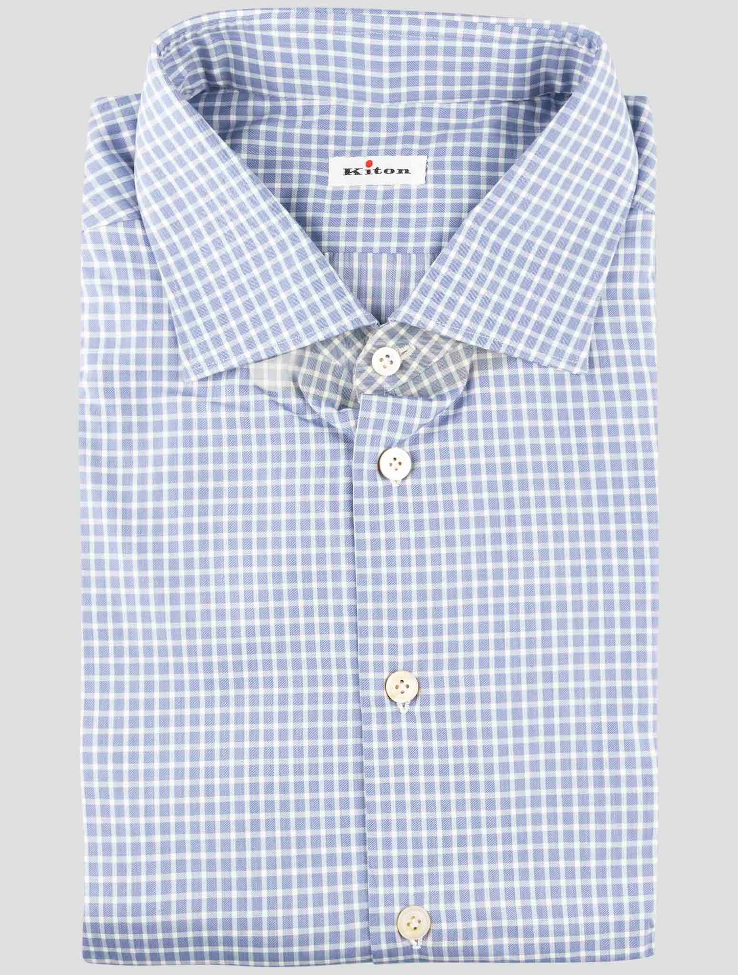 Kiton Blue Cotton Shirt