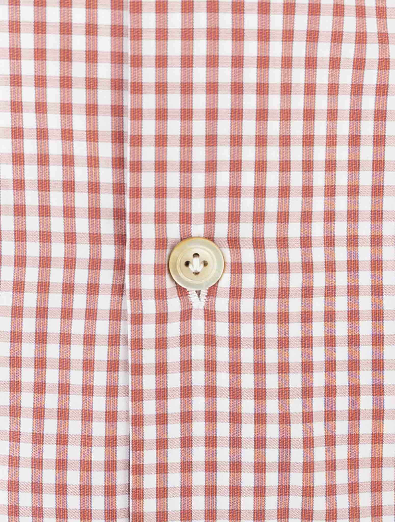 Kiton Red White Cotton Shirt