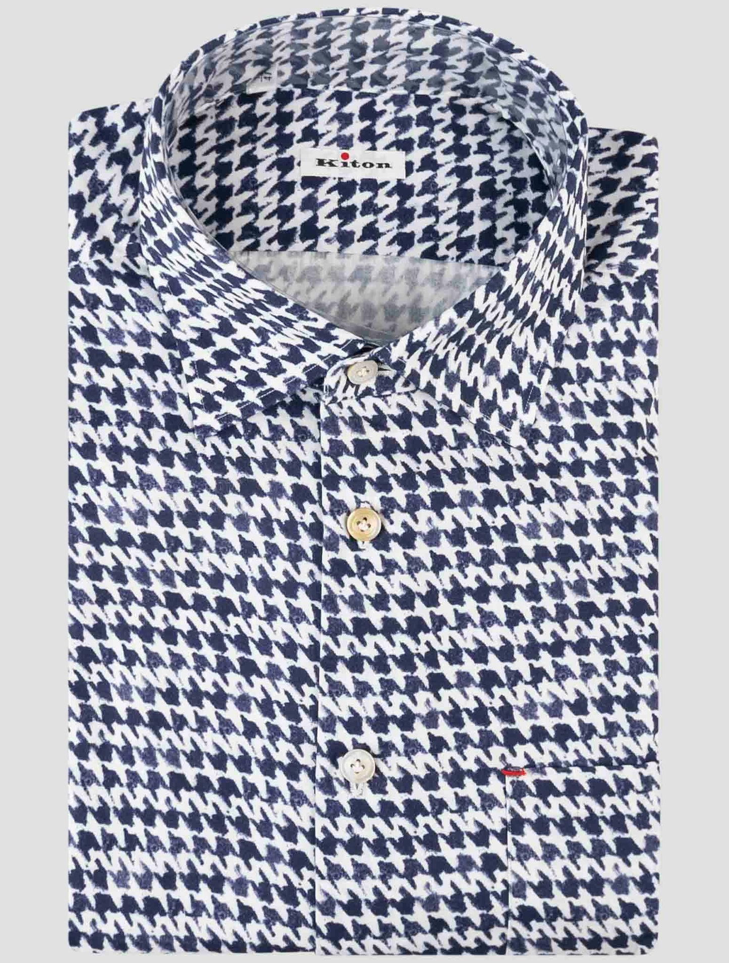Kiton Blue White Cotton Shirt
