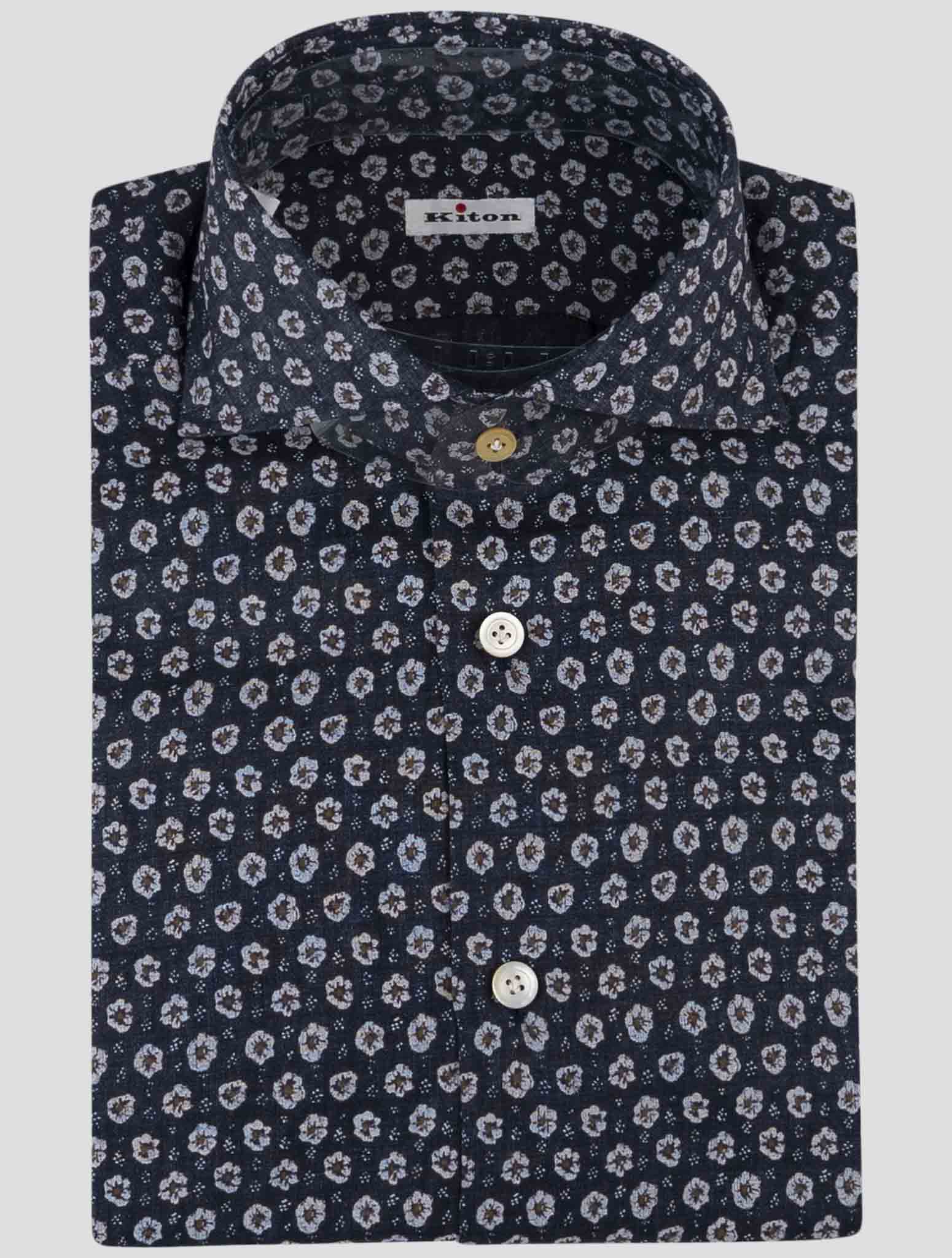 Kiton Blue Cotton Shirt