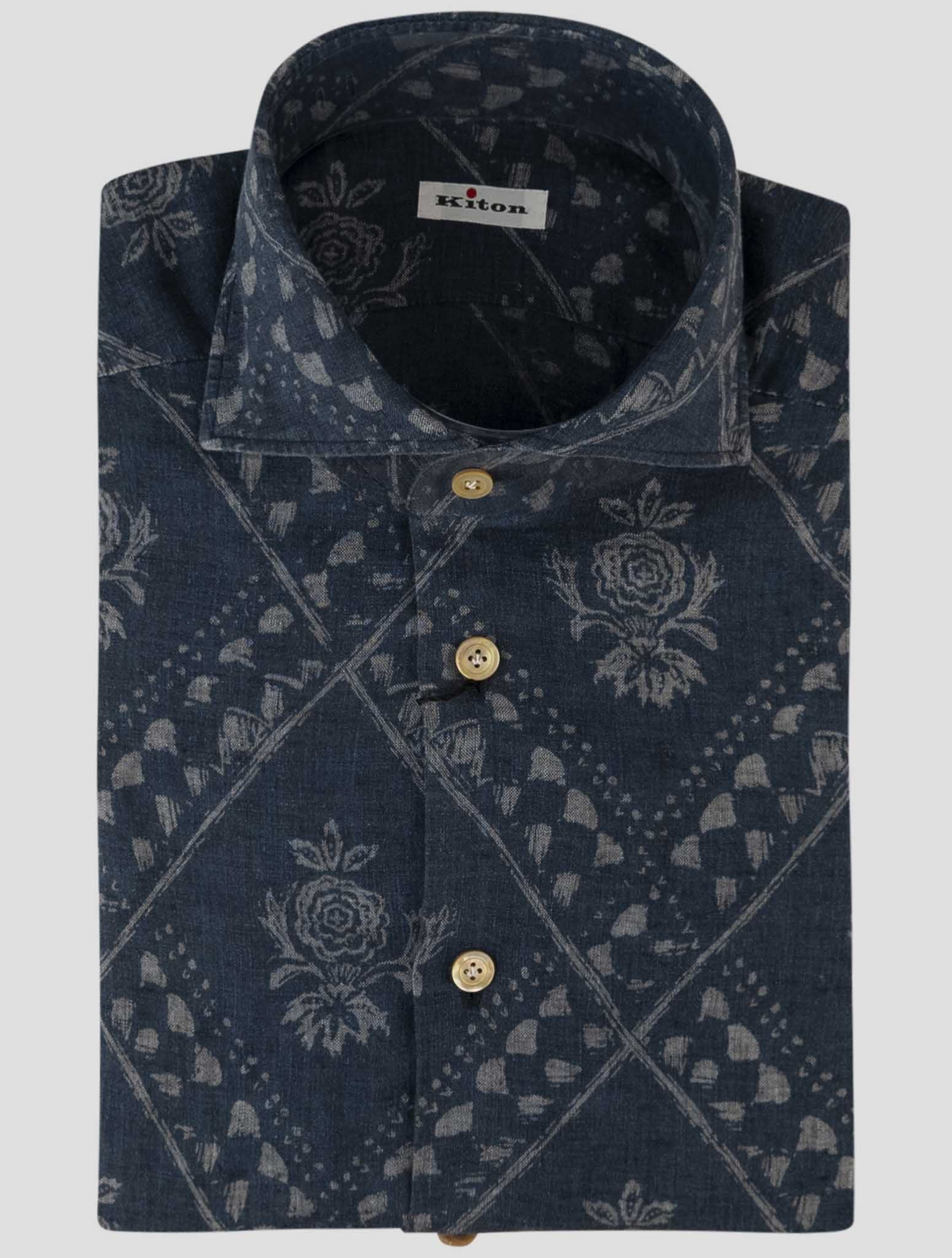 Kiton Blue Linen Shirt