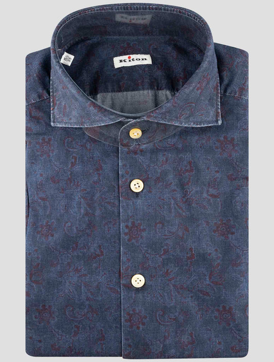 Kiton Blue Cotton Shirt