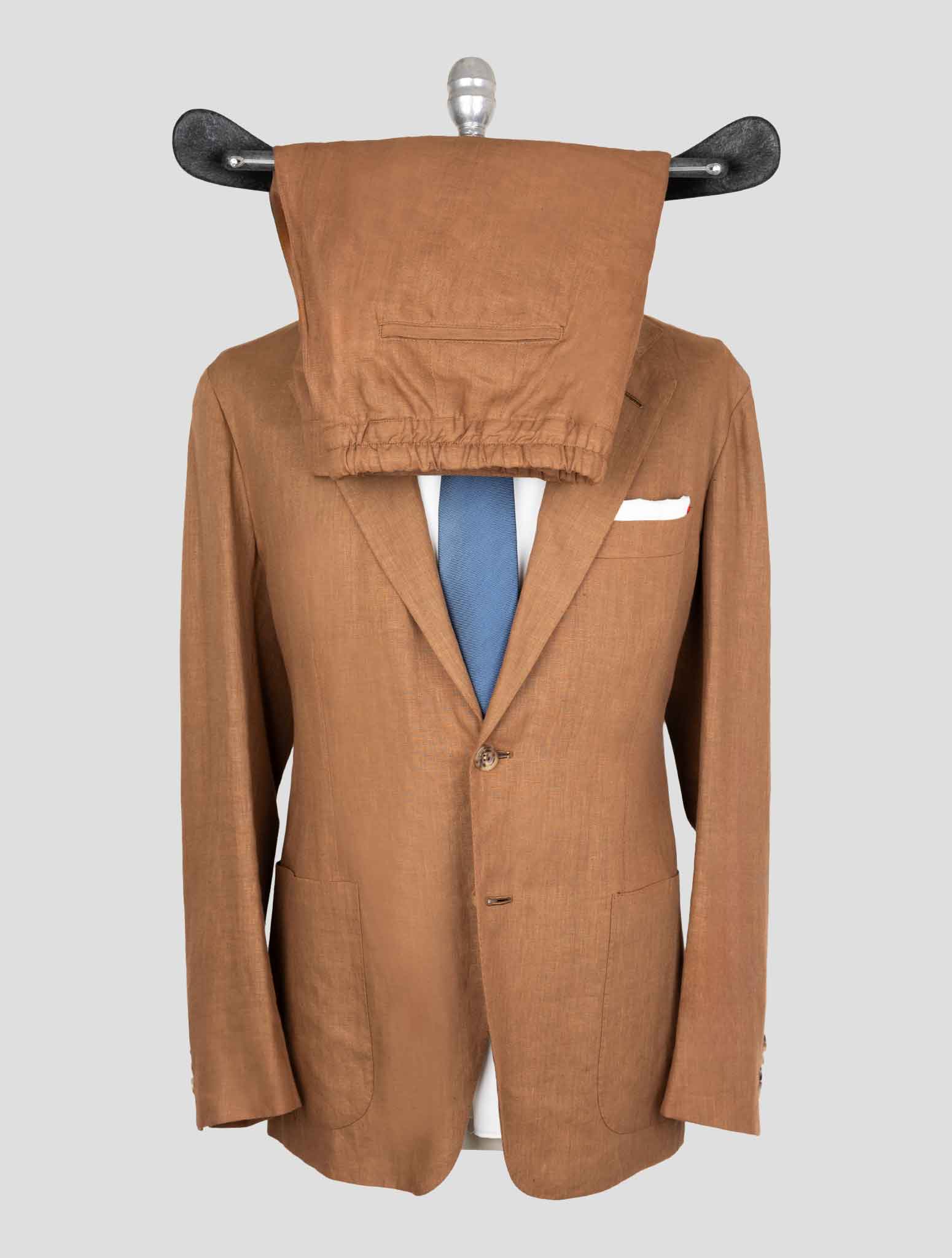 Kiton Brown Linen Suit Short Pants