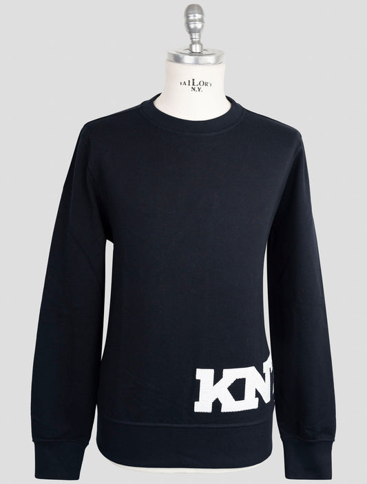 Kiton Knt Dark Blue Cotton Sweater Crewneck