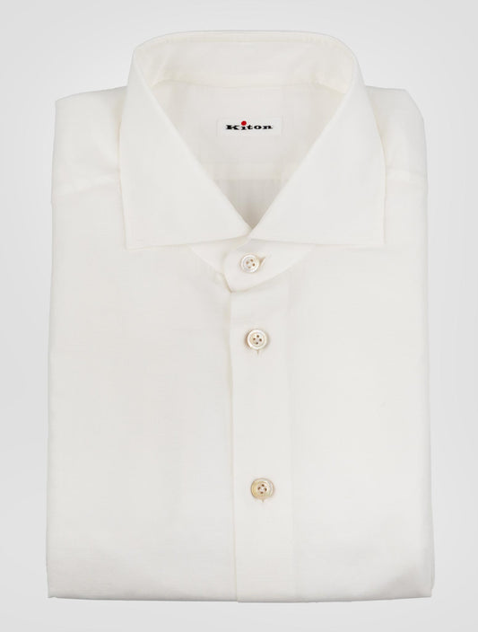 Kiton White Cotton Linen Shirt