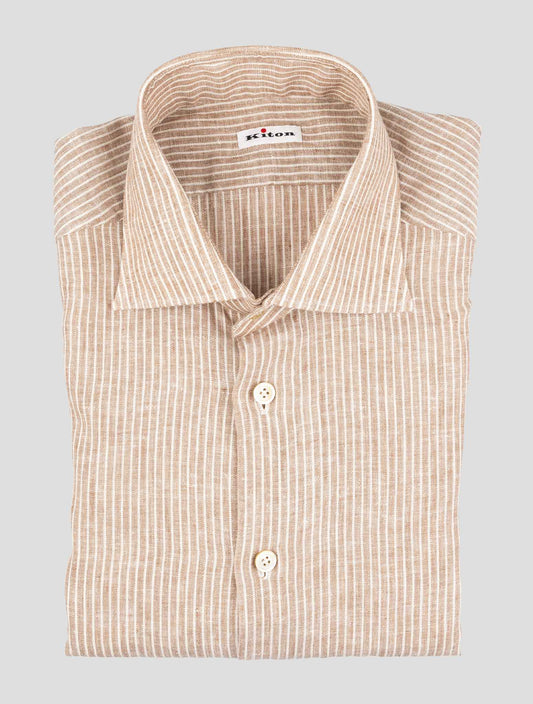 Kiton Brown Linen Ea Pl Shirt
