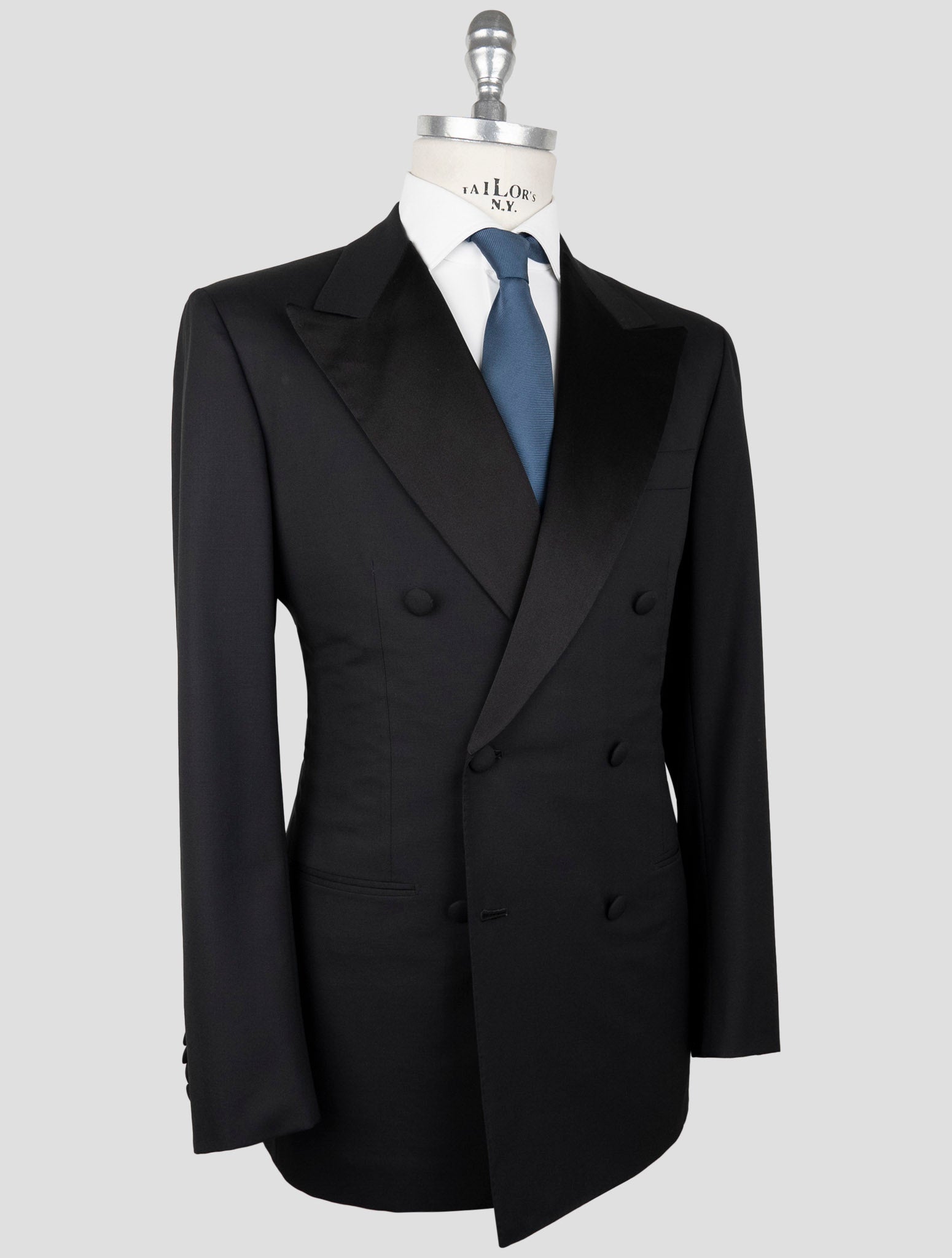 Kiton Black Wool Smoking Suit