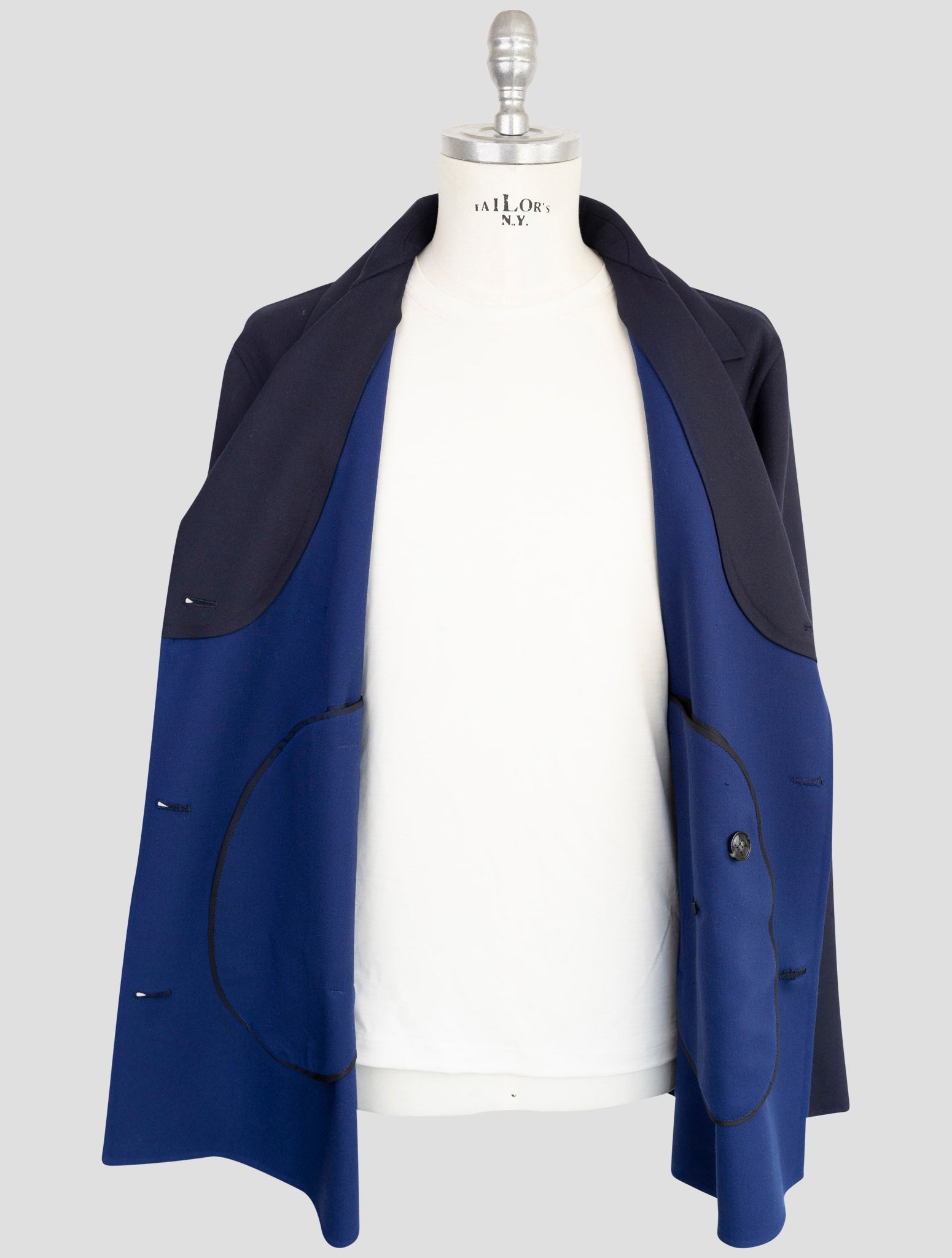 Kiton Blue Wool Ea Coat