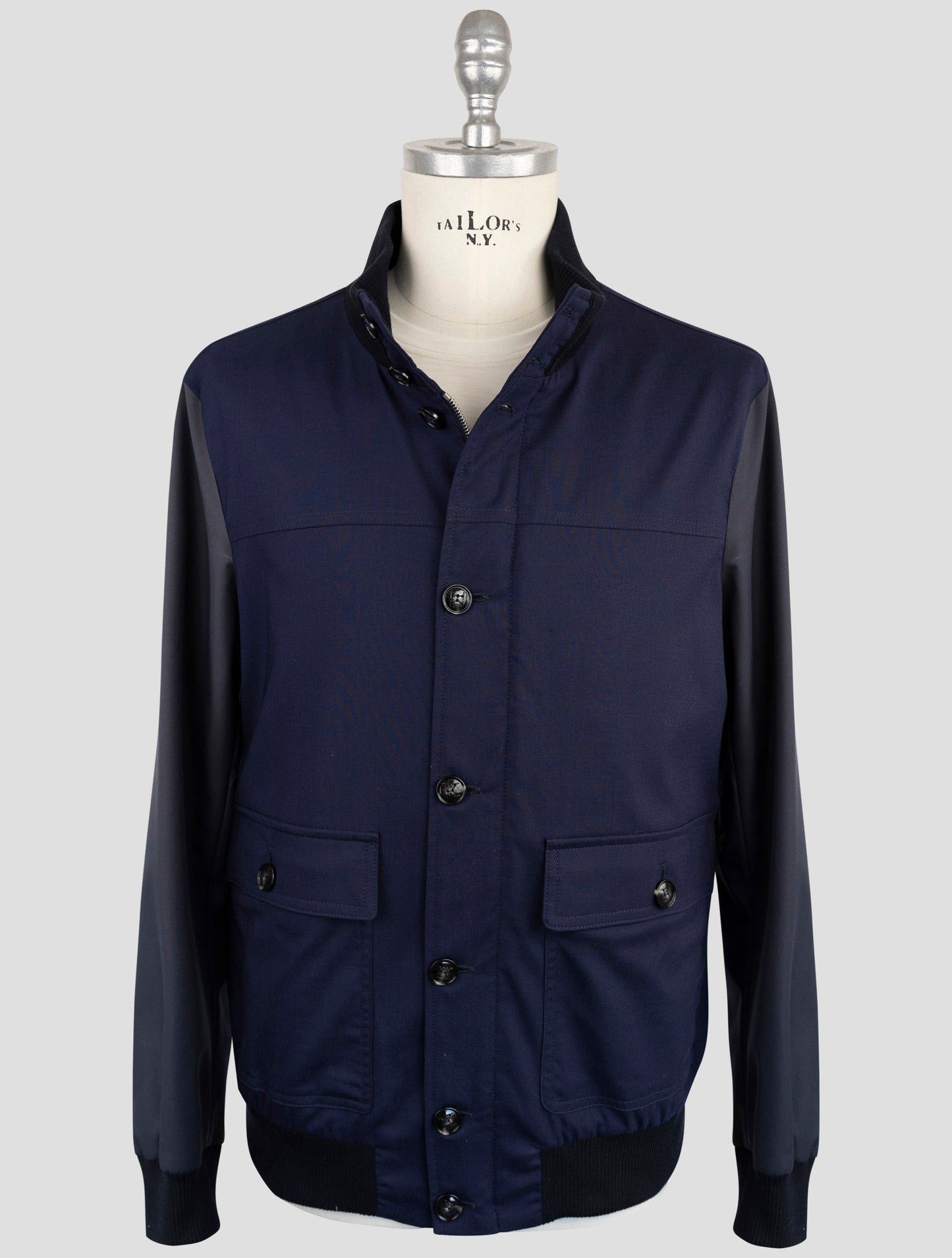 Kiton Blue Virgin Wool Pa Ea Coat