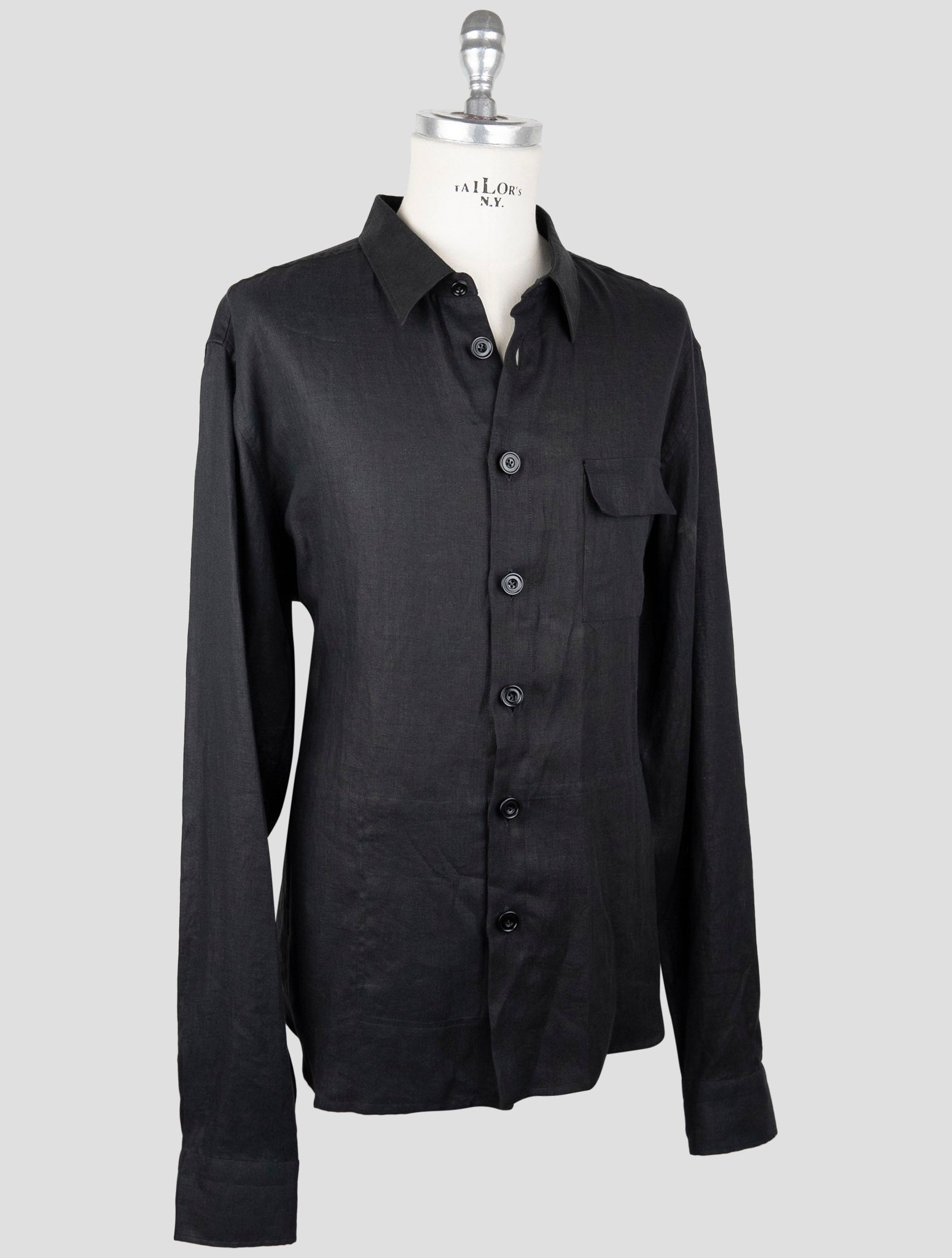 Kiton Black Linen Shirt