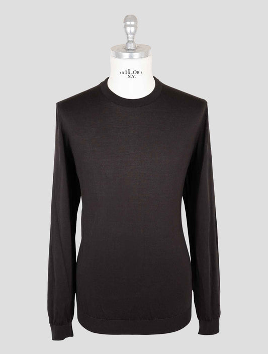 Kiton Brown Silk Sweater Crewneck