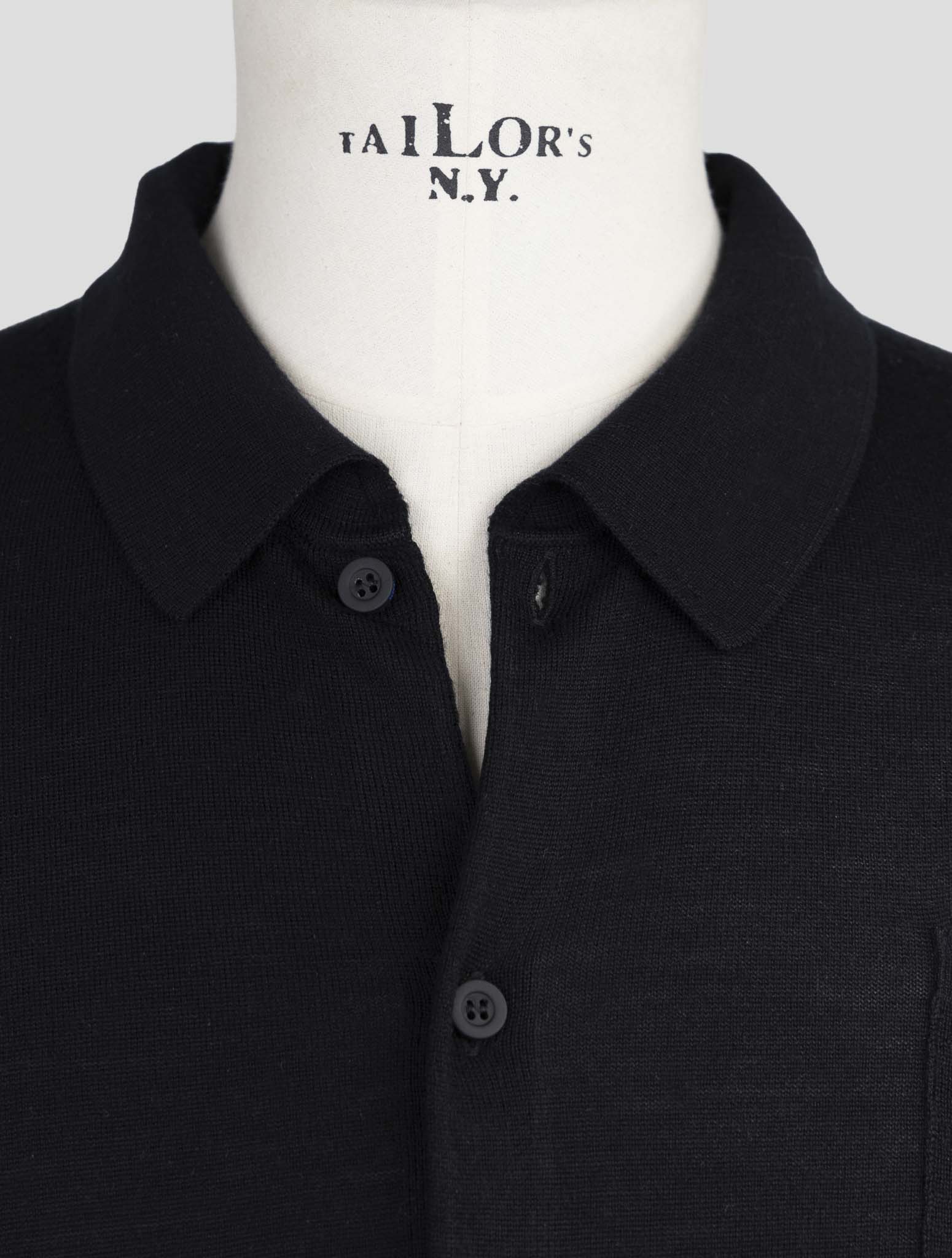 Kiton Knt Black Virgin Wool Silk Shirt