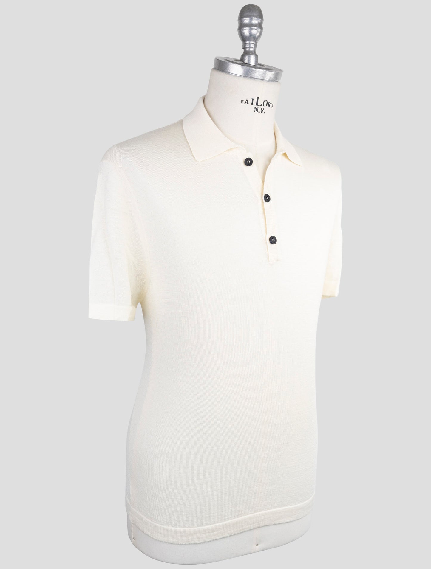 Kiton Knt White Virgin Wool Silk Polo