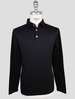 Kiton Black Cotton Cashmere Sweater Polo