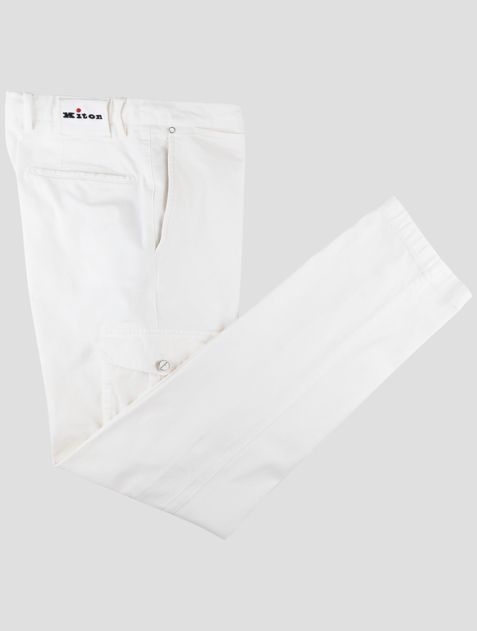 Kiton White Cotton Silk Ea Cargo Pants