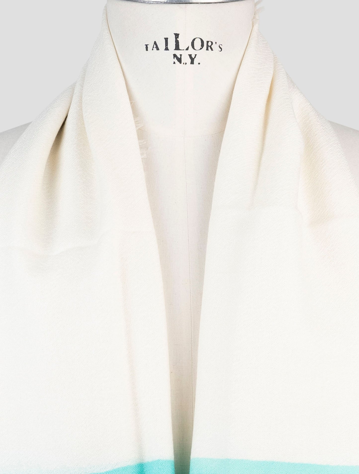 Kiton White Green Cashmere Silk Scarf