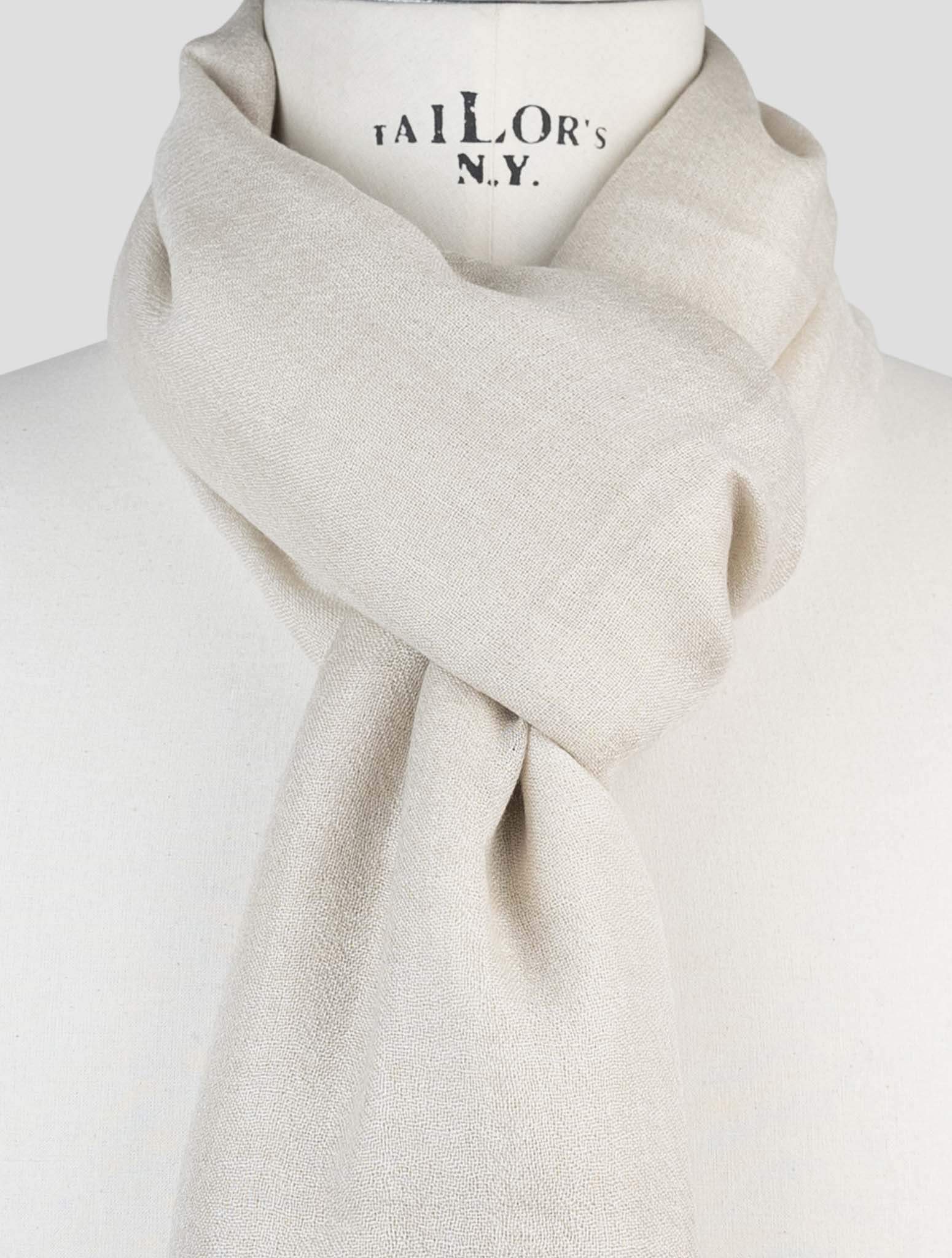 Kiton Beige Cashmere Silk Scarf