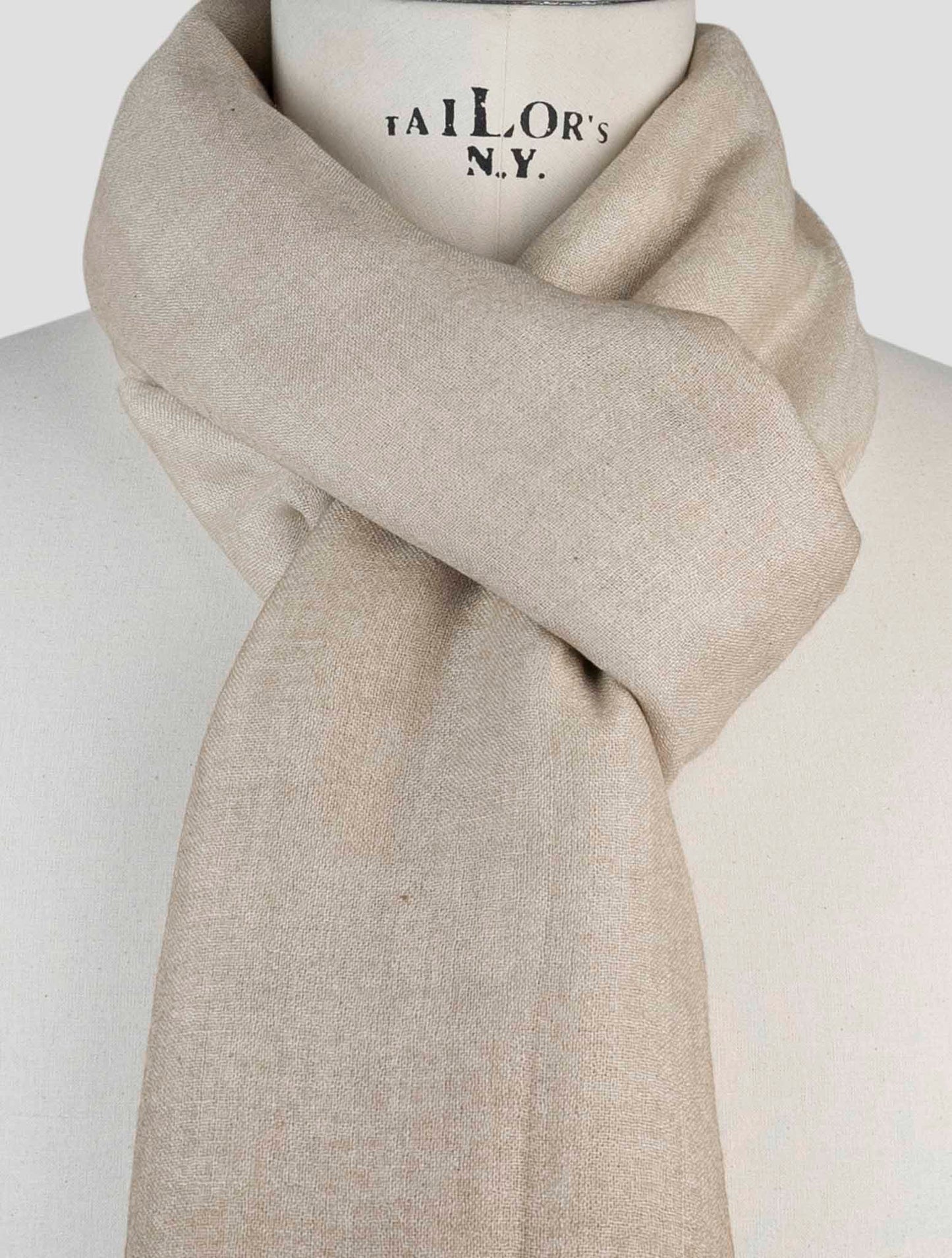 Kiton Beige Cashmere Silk Scarf