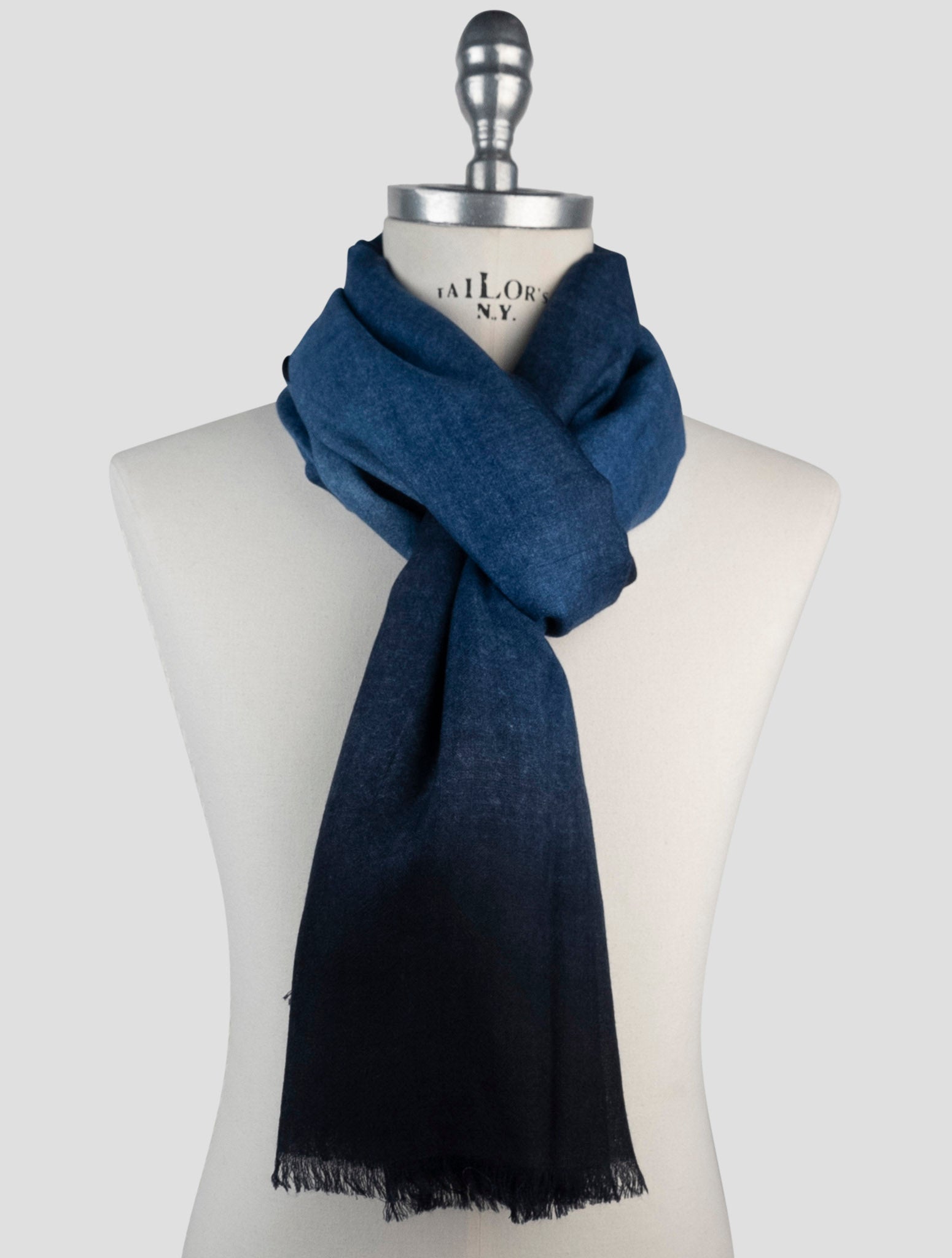 Kiton Blue Cashmere Silk Scarf
