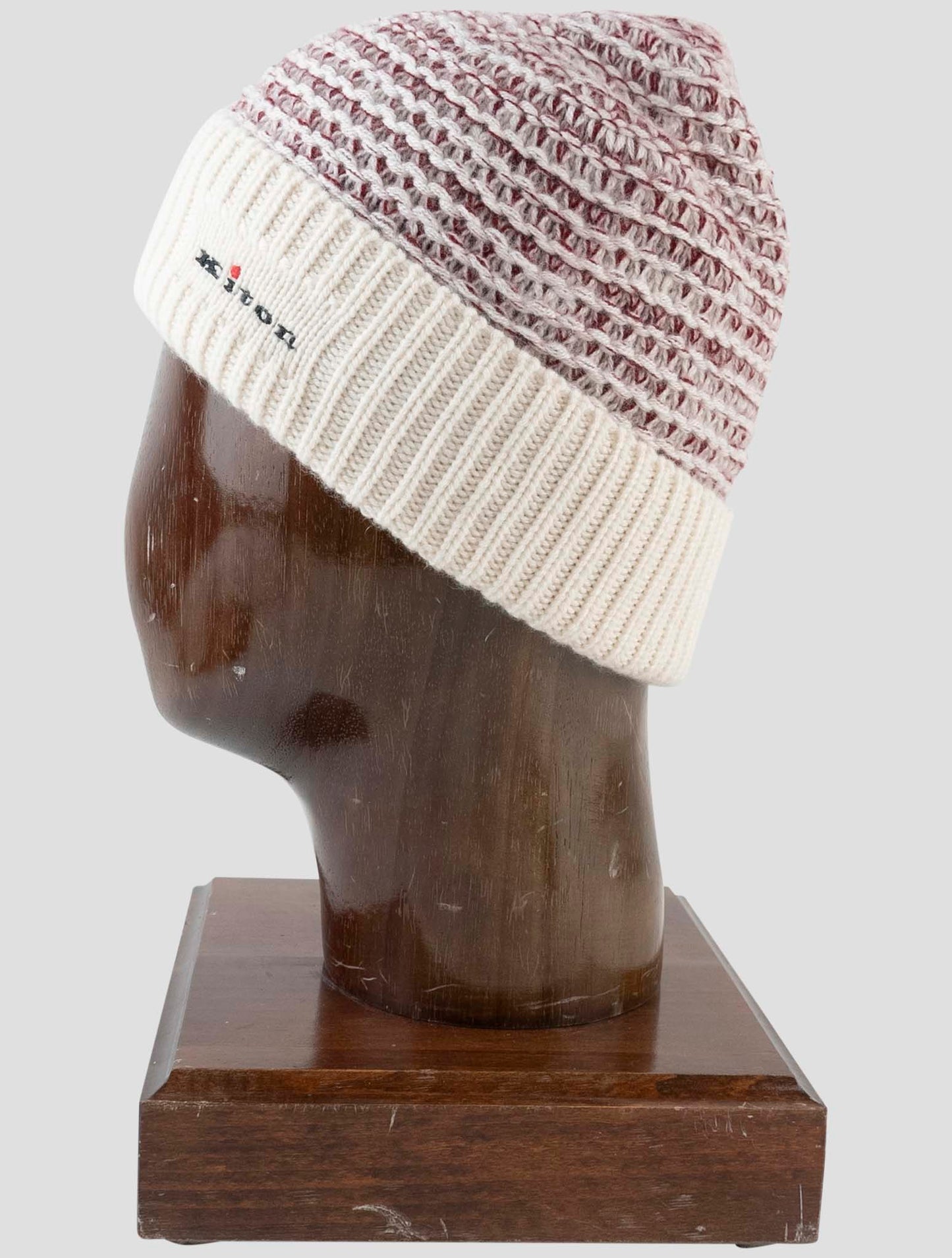 Kiton Red White Cashmere Beanie Hat